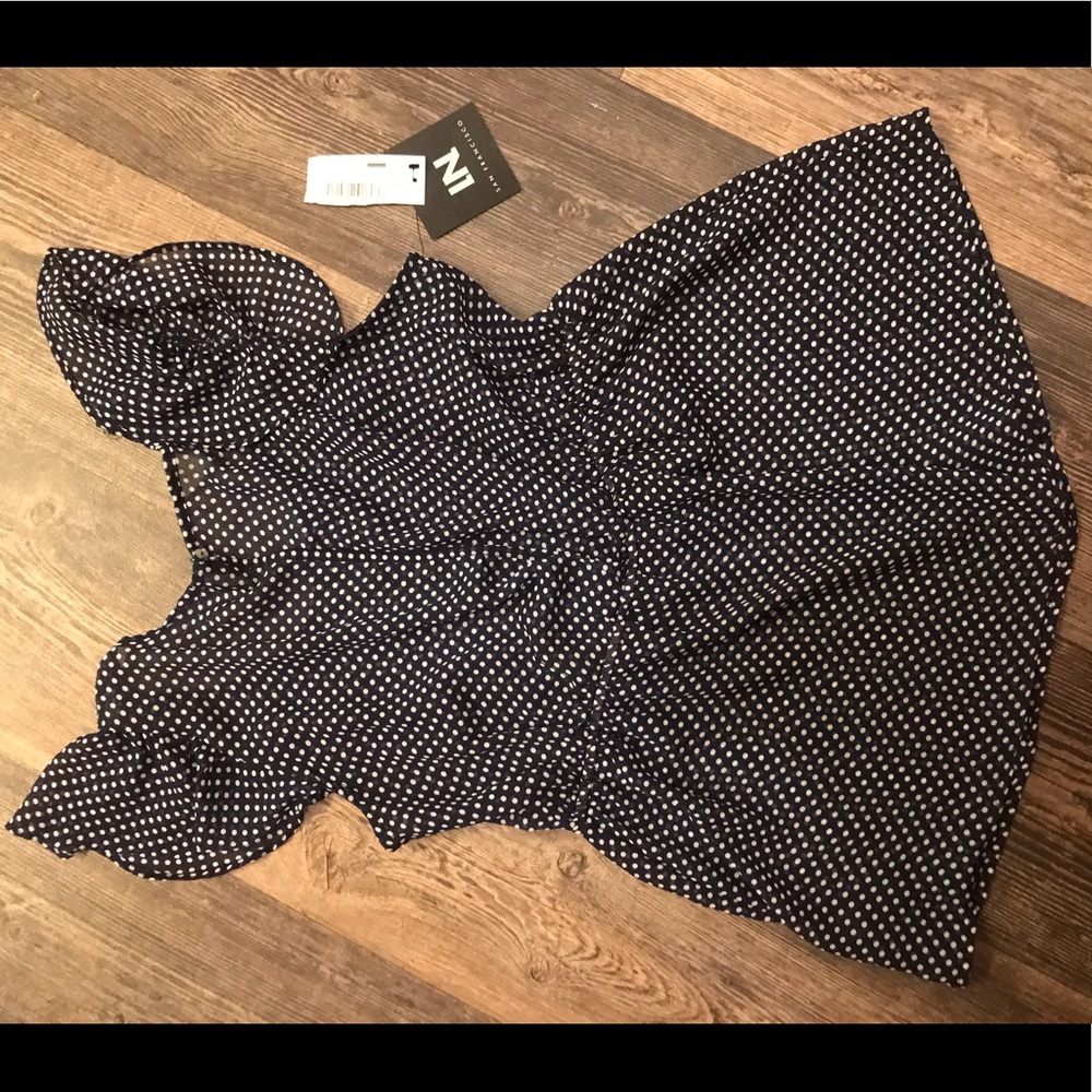 Navy with white polka dots Sheer blouse